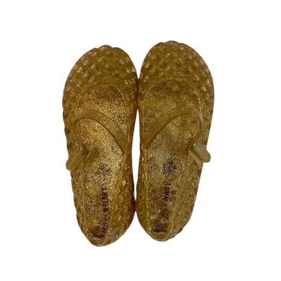 Old Navy Girls Gold Sparkle Jelly Sandals Mary Jane Shoes Summer Shoes Size 11 - Picture 2 of 4
